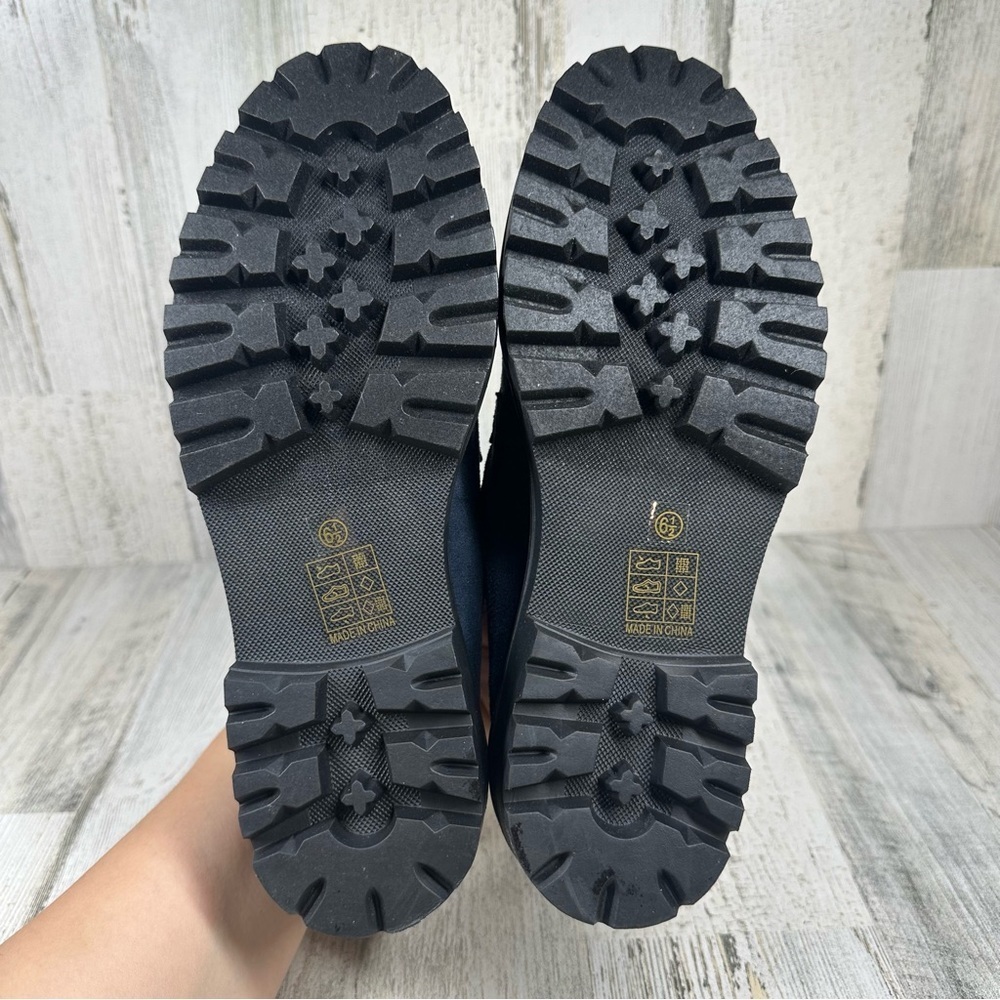 New Journee Collection Erika Faux Suede Navy Chunky Loafer #939 - Picture 9 of 12